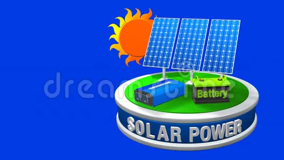 3太阳能设备的D动画由3太阳能电池板逆变器和60度旋转3电池组成视频的预览图