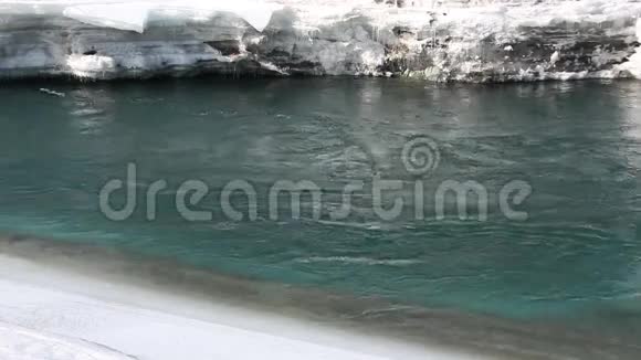 俄罗斯阿尔泰山河早春冰雪融化视频的预览图