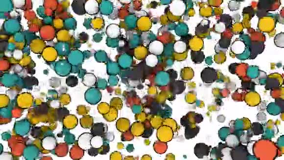 白色背景上隔离的彩色球的抽象动画3D渲染视频的预览图