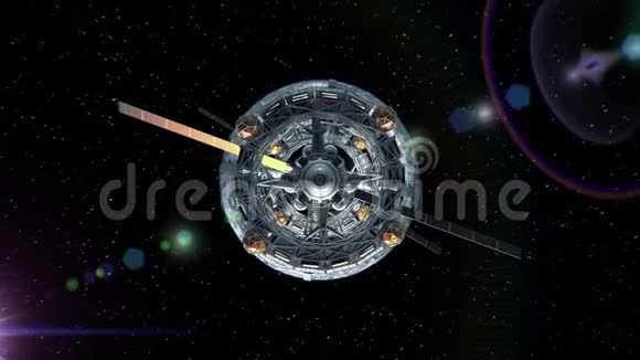 以星星绿色屏幕三维动画为背景的科幻飞船之门飞行视频的预览图