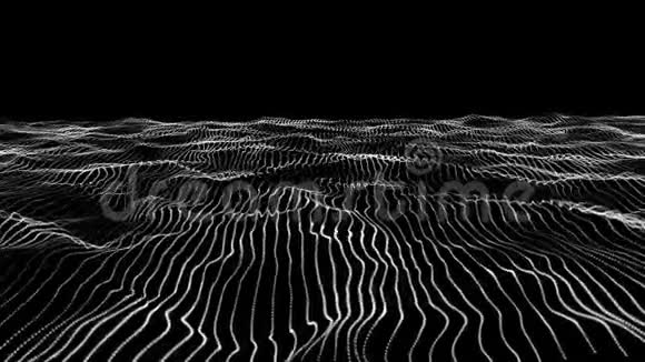 波浪运动黑白抽象背景波浪线动画视频的预览图