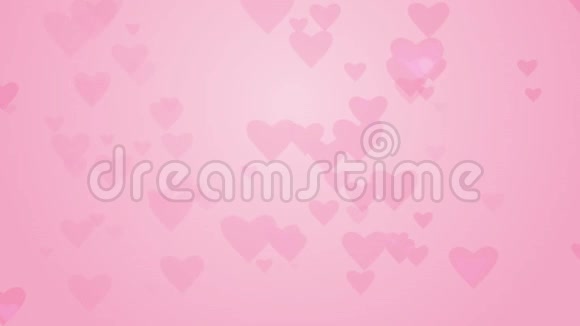 浅粉色背景下的心形电脑生成的无缝循环浪漫动画粉红的心无缝环视频的预览图
