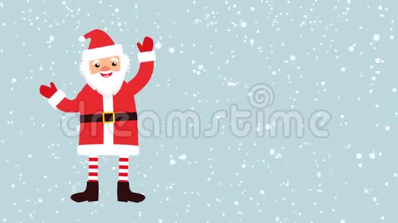 卡通圣诞老人在降雪的背景下空横幅为你的文字横幅销售30视频的预览图