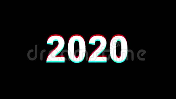 2020年新年闪耀数码电视扭曲4K循环动画视频的预览图