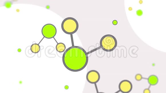 绿色和黄色卡通分子模型循环动画视频的预览图