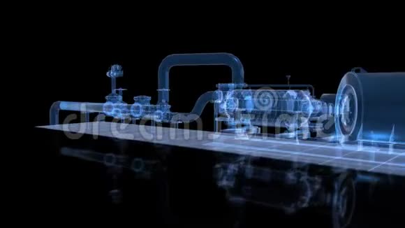 工业设备电动阀门线架数字技术3D渲染360度旋转视频的预览图