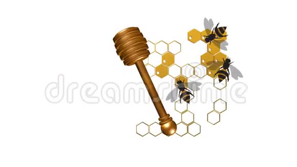 蜜蜂图标标志最佳三维插图最佳动画视频的预览图