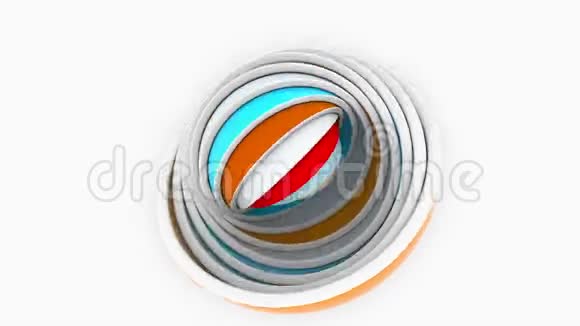 五颜六色的半球或碗互相适合3设计各种尺寸或塑料相关的可循环动画视频的预览图