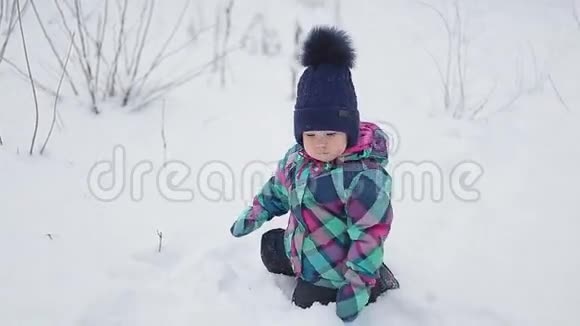 小女孩在玩雪视频的预览图