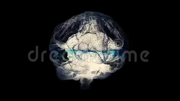三维渲染X射线风格的人脑旋转图像旋转粒子形成的人脑脑连接视频的预览图