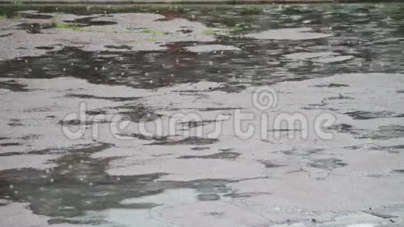 雨滴在水坑里雨滴视频的预览图