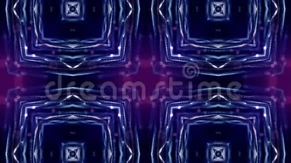 带有辉光粒子的三维循环科幻动画形成滚动的万花筒结构像深蓝色一样的无缝镜头视频的预览图