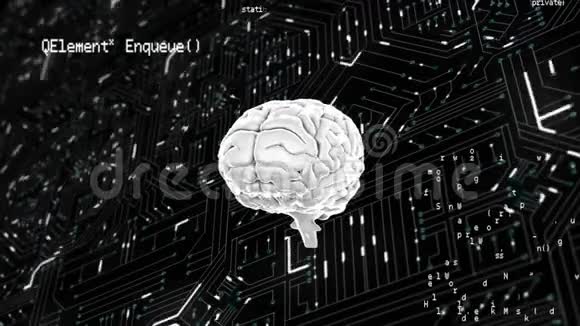 大脑在电脑电路板上旋转视频的预览图