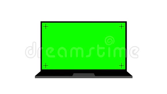 带有绿色屏幕的现代笔记本电脑和智能手机白色背景上的动画色度键和通道视频的预览图