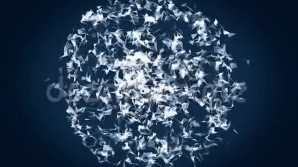抽象球体运动粒子黑色背景转化为音乐抽象水晶表面抽象领域视频的预览图