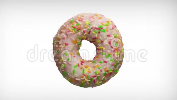 摘要动画甜甜圈与彩色洒在白色背景视频的预览图