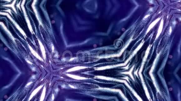 带有辉光粒子的三维循环科幻动画形成滚动的万花筒结构像深蓝色一样的无缝镜头视频的预览图