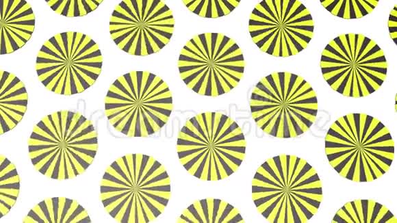 旋转条纹黄黑色圆圈动画3D渲染视频的预览图