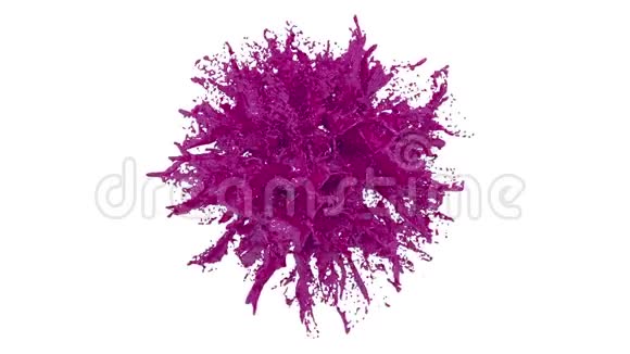 紫色液体爆炸在空气中缓慢运动的油漆与阿尔法通道使用它的卢马哑光空气中的流体视频的预览图