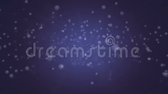 蓝色背景上的雪花和星星视频的预览图