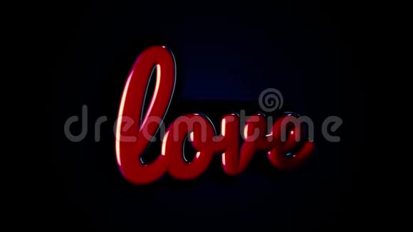 爱这个词是在深蓝色背景上缓慢移动的小红色字母字母和铭文视频的预览图