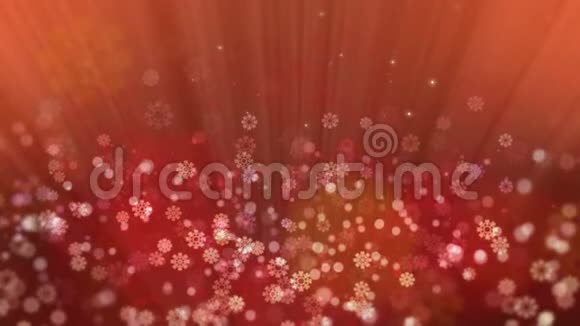 闪烁着星星和雪花的节日红光视频的预览图