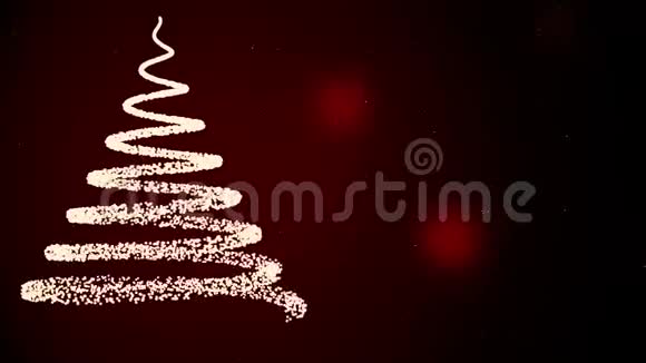 抽象的螺旋状的基督质量树雪花飘落暗红色背景下闪烁的灯光寒假视频的预览图