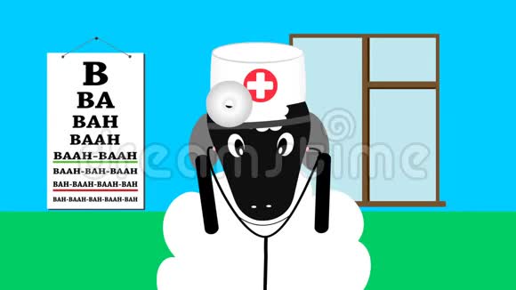穿着听诊器的医生制服的绵羊视频的预览图