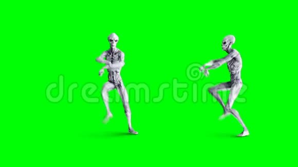 有趣的外星舞蹈江南风格现实运动和皮肤着色器4K绿屏镜头视频的预览图