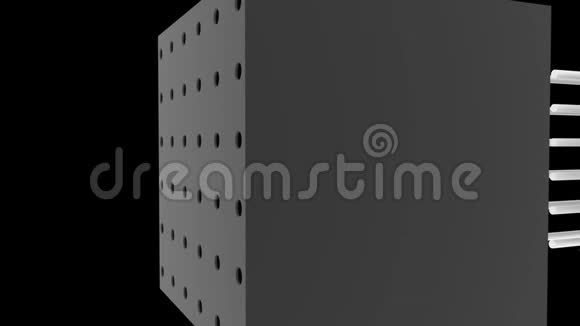 立方体和许多黑色棒计算机生成的三维渲染视频的预览图