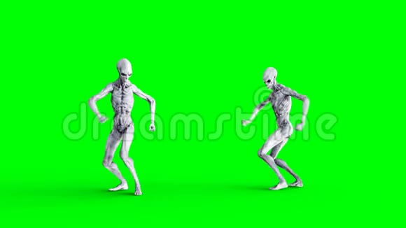 有趣的外星舞蹈扭曲现实运动和皮肤着色器4K绿屏镜头视频的预览图