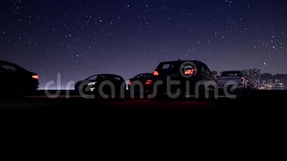 城市夜间车辆交通的鸟瞰图视频的预览图