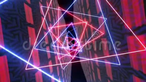 未来派霓虹三角隧道视频的预览图