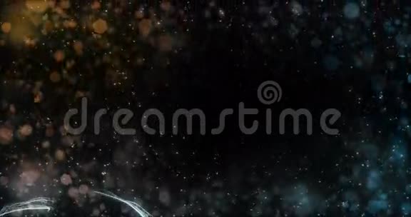 动画橙色圣诞枞树星背景下的雪4k分辨率视频的预览图