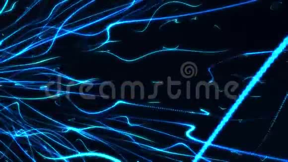 蓝色波浪霓虹线可循环抽象运动背景视频的预览图