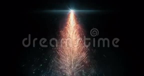 动画橙色圣诞松树星隔离无缝环4k分辨率视频的预览图