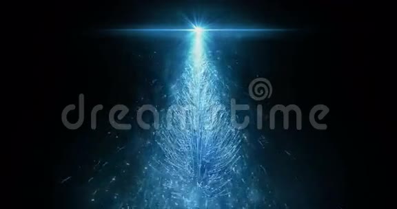 动画蓝圣诞松树之星4k内的独立无缝环视频的预览图