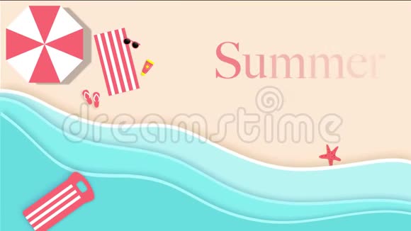 夏季美丽海滩的插图具有复制空间二维和三维动画4K视频视频的预览图