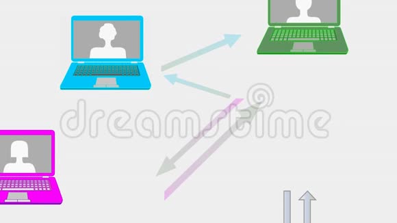 网页横幅动画与彩色笔记本箭头连接按钮和手光标在线学习在线视频的预览图