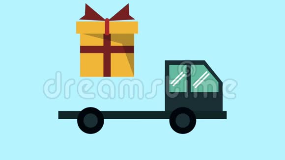 送货卡车的礼品盒高清动画视频的预览图