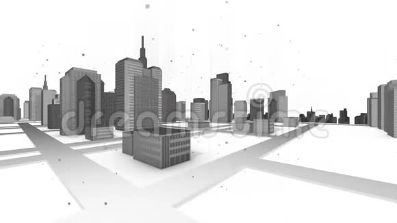 无缝循环动画的三维城市天际线白天视频的预览图