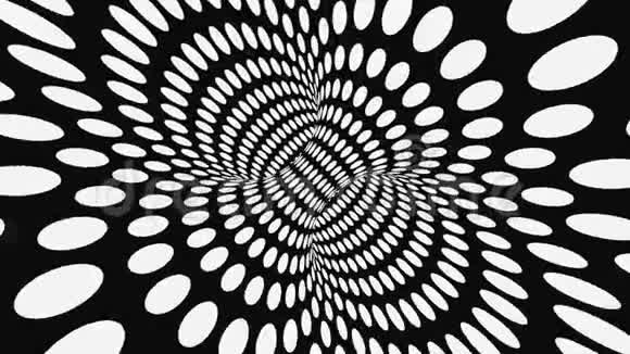 黑白幻视错觉抽象催眠动画背景圆点几何单色壁纸视频的预览图