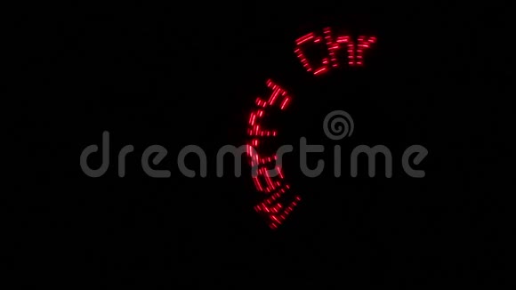 带有圣诞快乐字样时尚片段红色发光在黑色背景上以圆圈移动视频的预览图