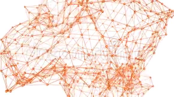 抽象橙色挥动三维网格或网格的脉动几何物体用作抽象的fas抽象的背景视频的预览图