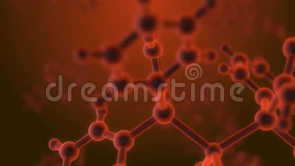 显微镜下的分子结构在有橙色背景的液体中漂浮视频的预览图