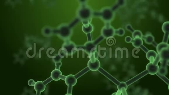 显微镜下分子结构漂浮在绿色背景的流体中视频的预览图