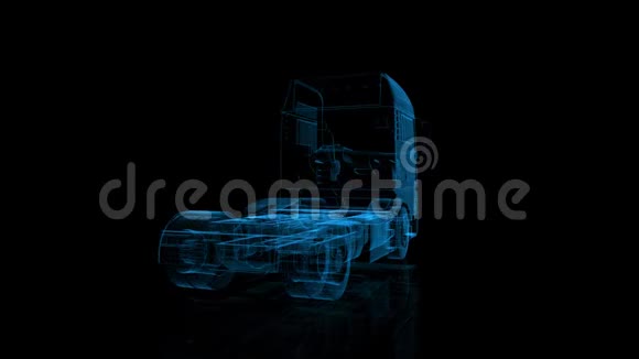 欧洲卡车360度旋转大卡车模型的黑蓝光形成视频的预览图