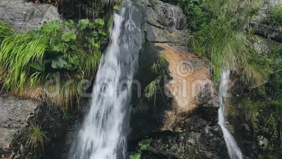 森林中强大的山级瀑布视频的预览图