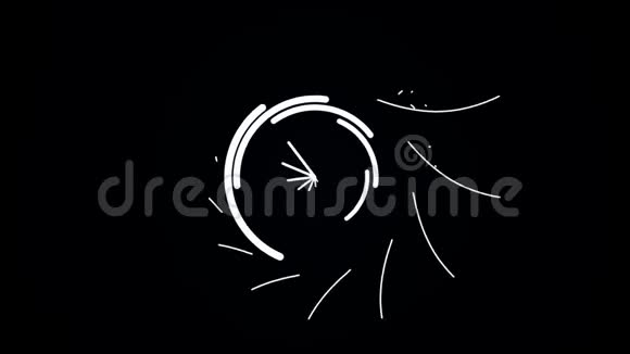 抽象的白色线条在黑色背景上以大圆的形状旋转旋转的抽象花视频的预览图