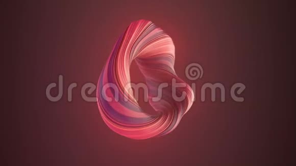 粉红色扭曲的形状计算机生成的抽象几何三维渲染循环动画4K超高清分辨率视频的预览图